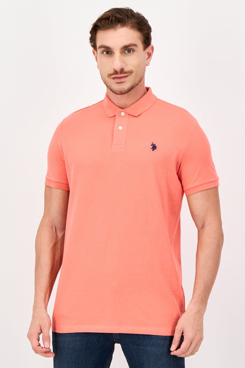 U.S. Polo Assn. Men Regular Fit Short Sleeve Embroidered Logo Polo Shirt, Vermilion - Image 1
